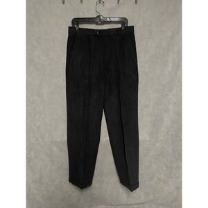 Syllables Pants Men's 32X32 Black Suede Casual Academia Party Hybrid Pleated